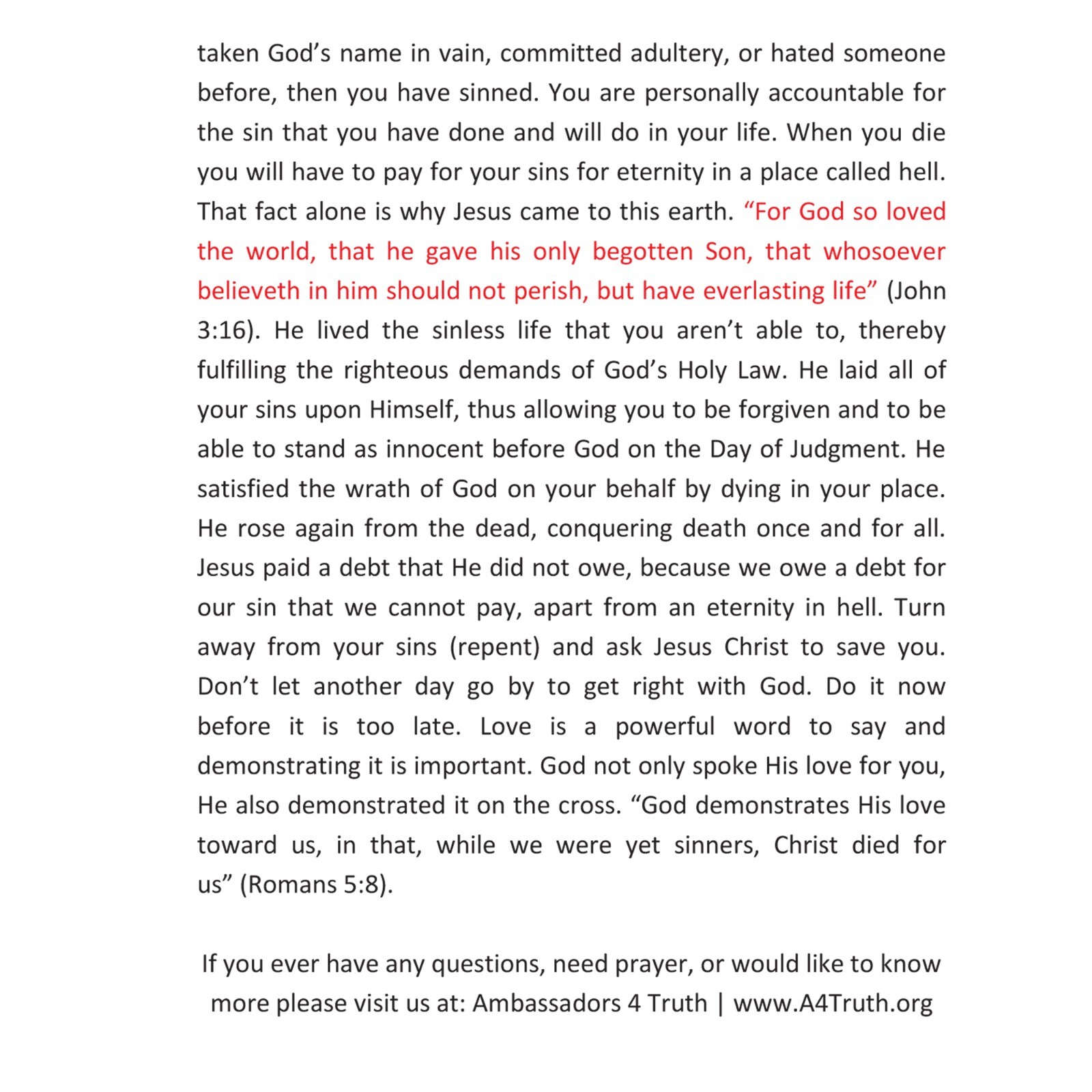 The Gospel of John | Red Letter | Pack of 10 | KJV | Gospel Tracts