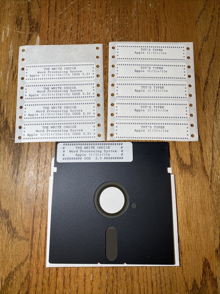 Apple IIe IIc Software The Write Choice Tut’s Typer WP 5.25” Floppy Disk