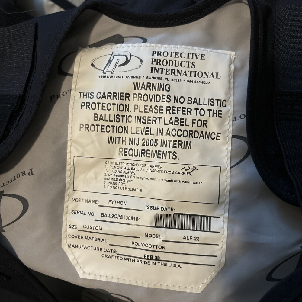 Protective Products International Python ALF-23 Protective Vest - Size Large