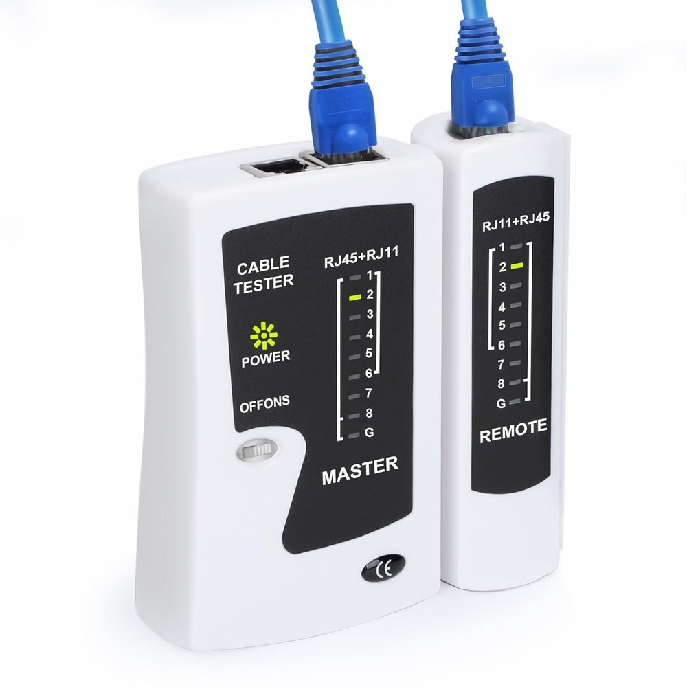 Automatic RJ45 Ethernet Cable Tester with Gold-Plated Socket - Compact Design