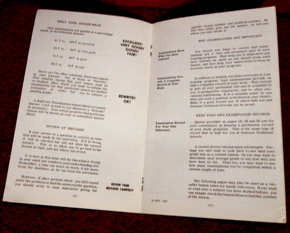 Vintage National Technical Schools Student Guide Book