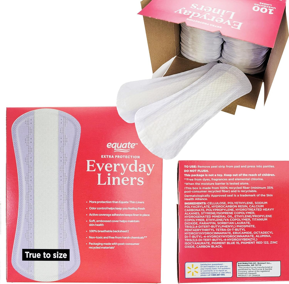 Equate Everyday Liners - Long - 100 Liners with Active Coverage and Vital Volume