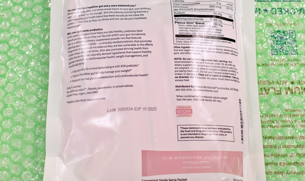 Plexus Slim Microbiome Activating Raspberry Lemon Watermelon 30 Packets 11/25