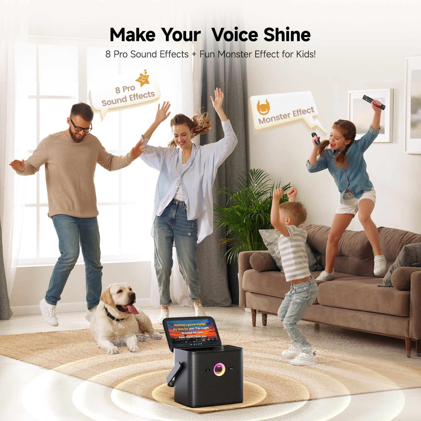 Ikarao Shell S3 Karaoke Machine, 80W Speaker, with Lyrics Display Screen