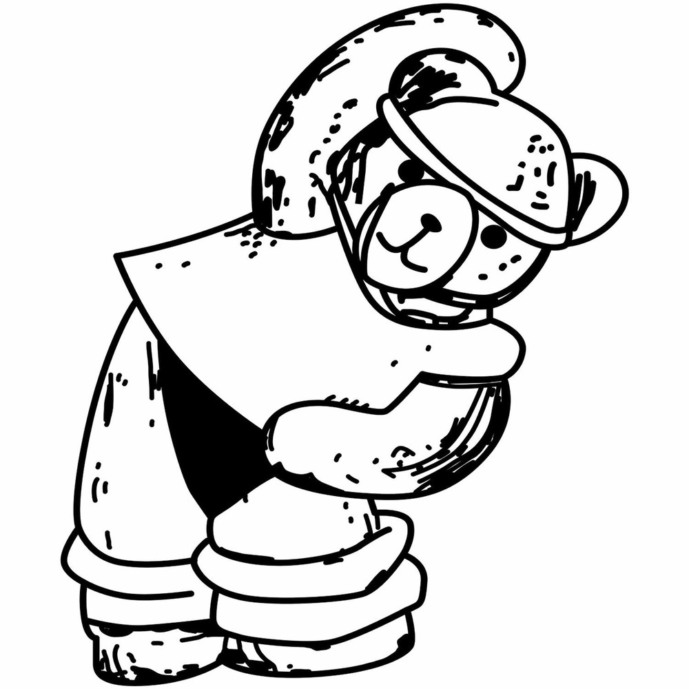 Exercise Bear Art Rubber Stamp