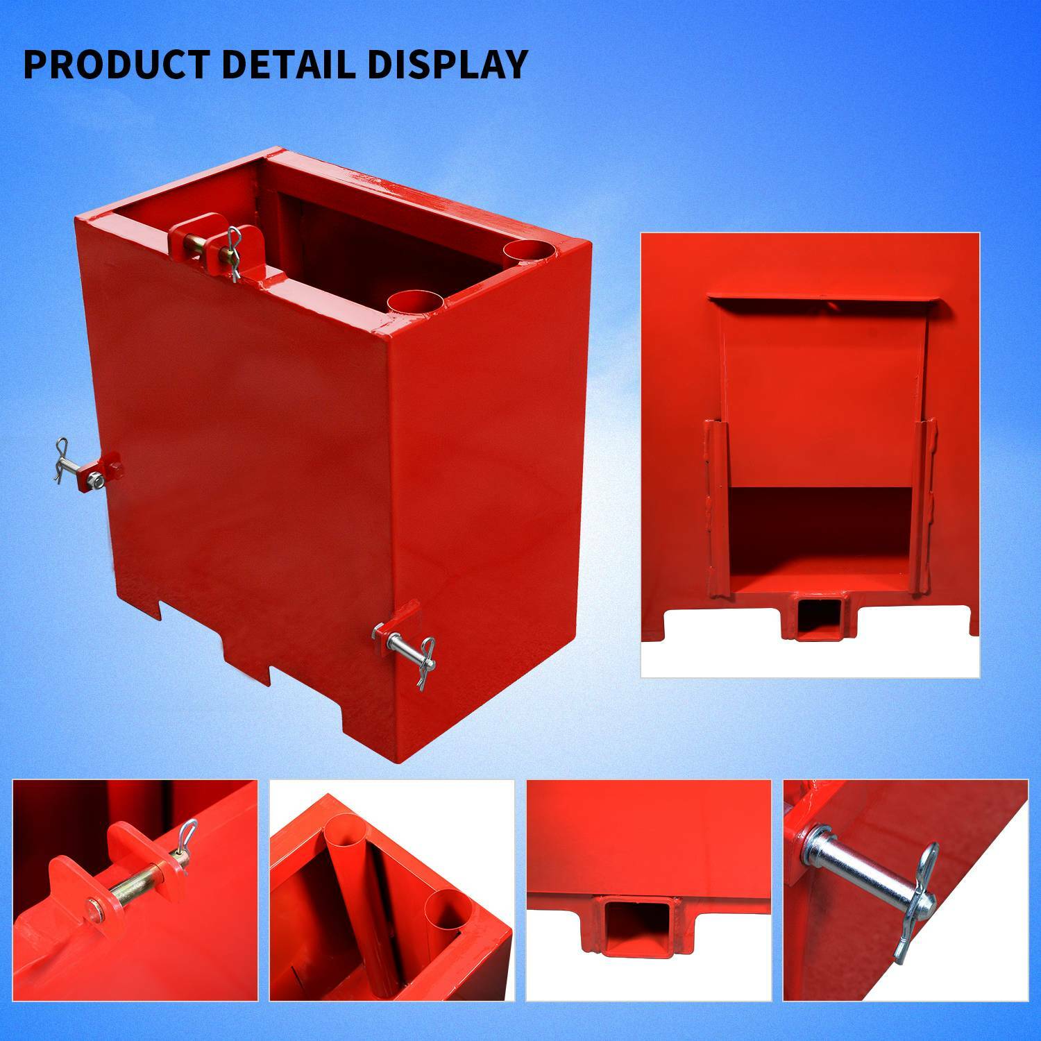 Tractor Counterweight Ballast Box 3 Point Quick Tach Hitch Receiver Attachment