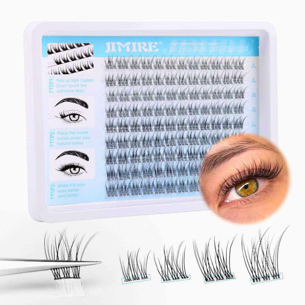 Self-Adhesive Wispy Lash Clusters - No Glue, Reusable, Easy Application
