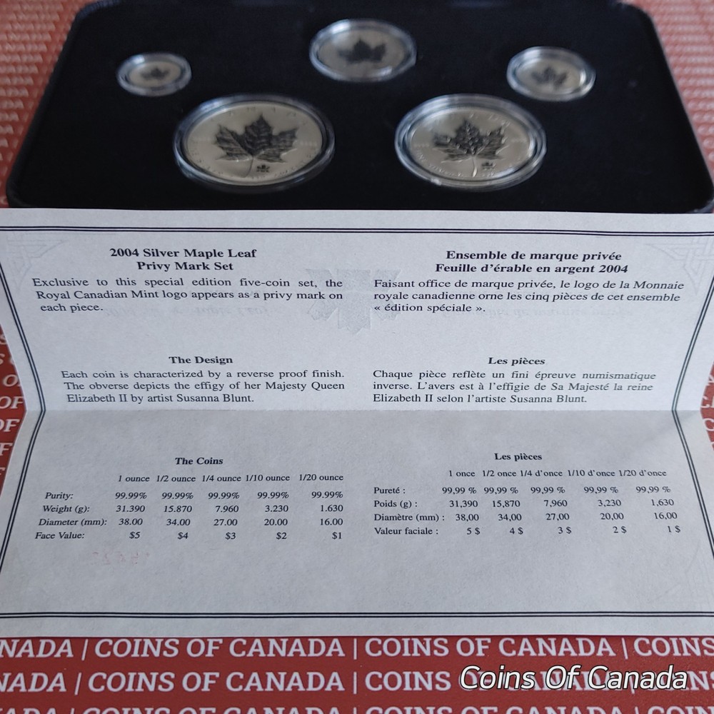 2004 Canada Silver Maple Leaf Privy Mark 5 Coin Set #coinsofcanada