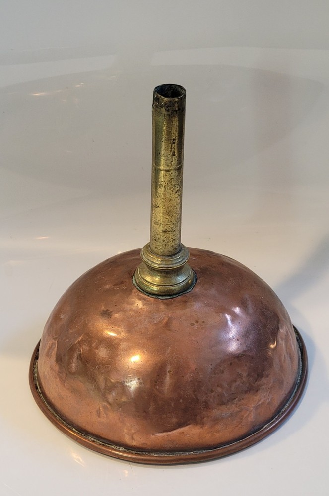Antique Large Tinned Copper & Brass Decanting Funnel