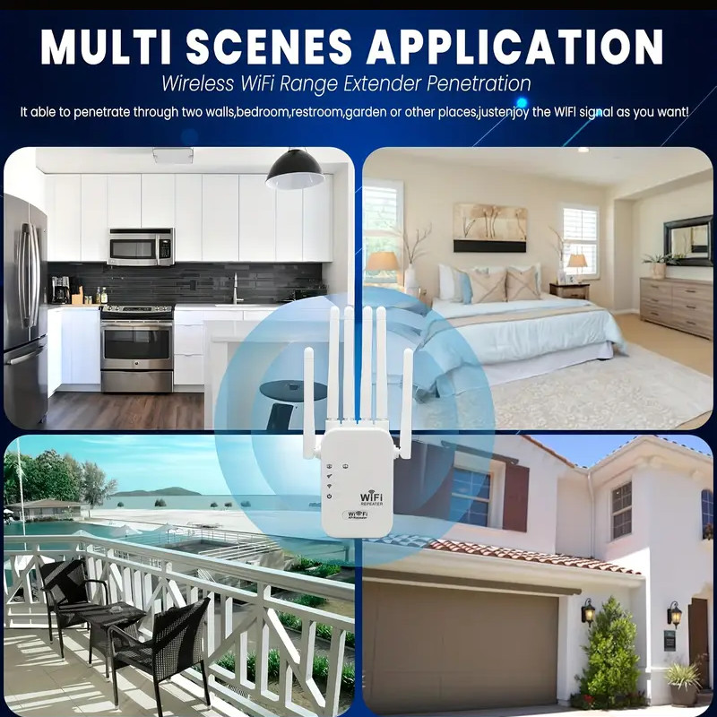 1200Mbps WiFi Extender – Dual Band 2.4G/5G Signal Booster w/ Ethernet