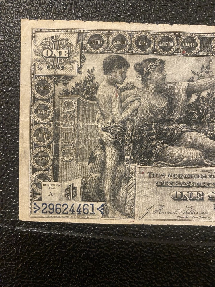 FR. 224 1896 $1 ONE DOLLAR “EDUCATIONAL” SILVER CERTIFICATE CURRENCY NOTE