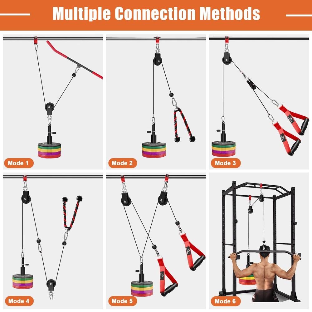 Cable Pulley System Gym, Tricep Workout Pulley System for LAT Pulldown, Bicep...