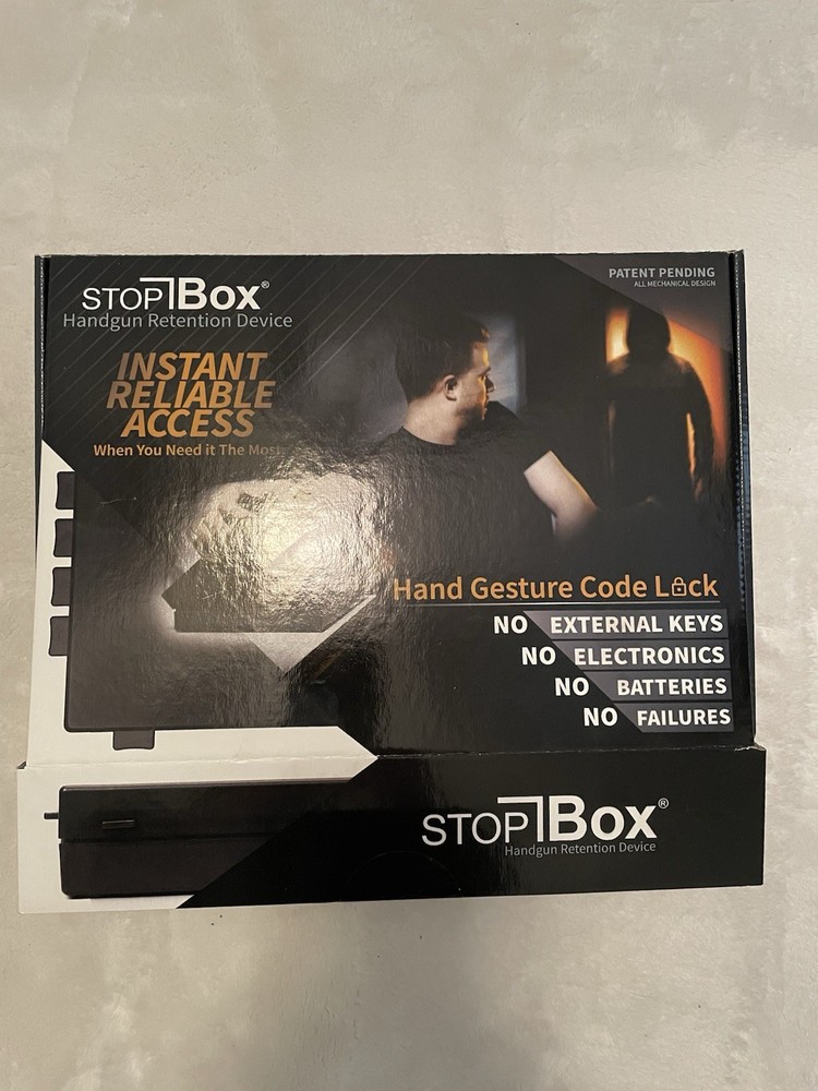 StopBox Handgun Retention Device – Open Box. Mechanical Quick Access Pistol Safe