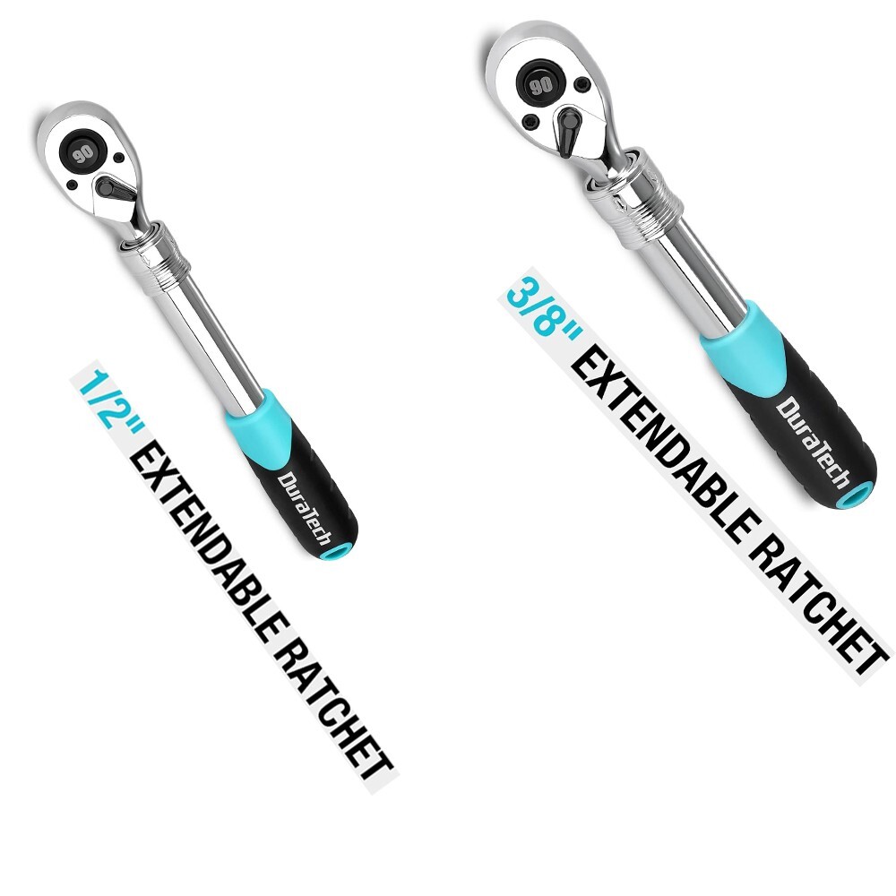 DURATECH Drive Extendable Ratchet 90-Tooth Quick-release with Cushion Handle
