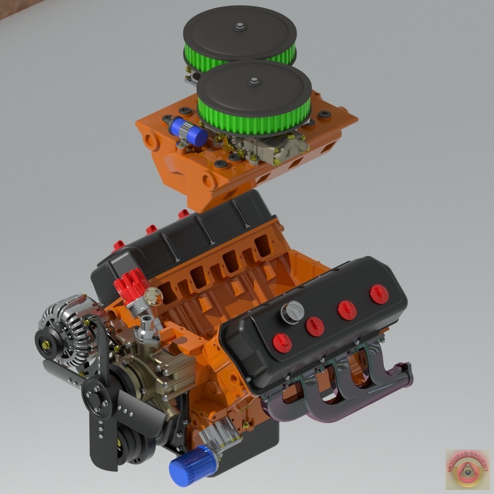 1:25-1:24 Scale Hemi 426 Cross Ram Engine Kit Resin Printed