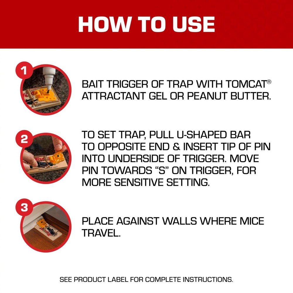 Tomcat Mouse Traps (Wooden), 4 Traps