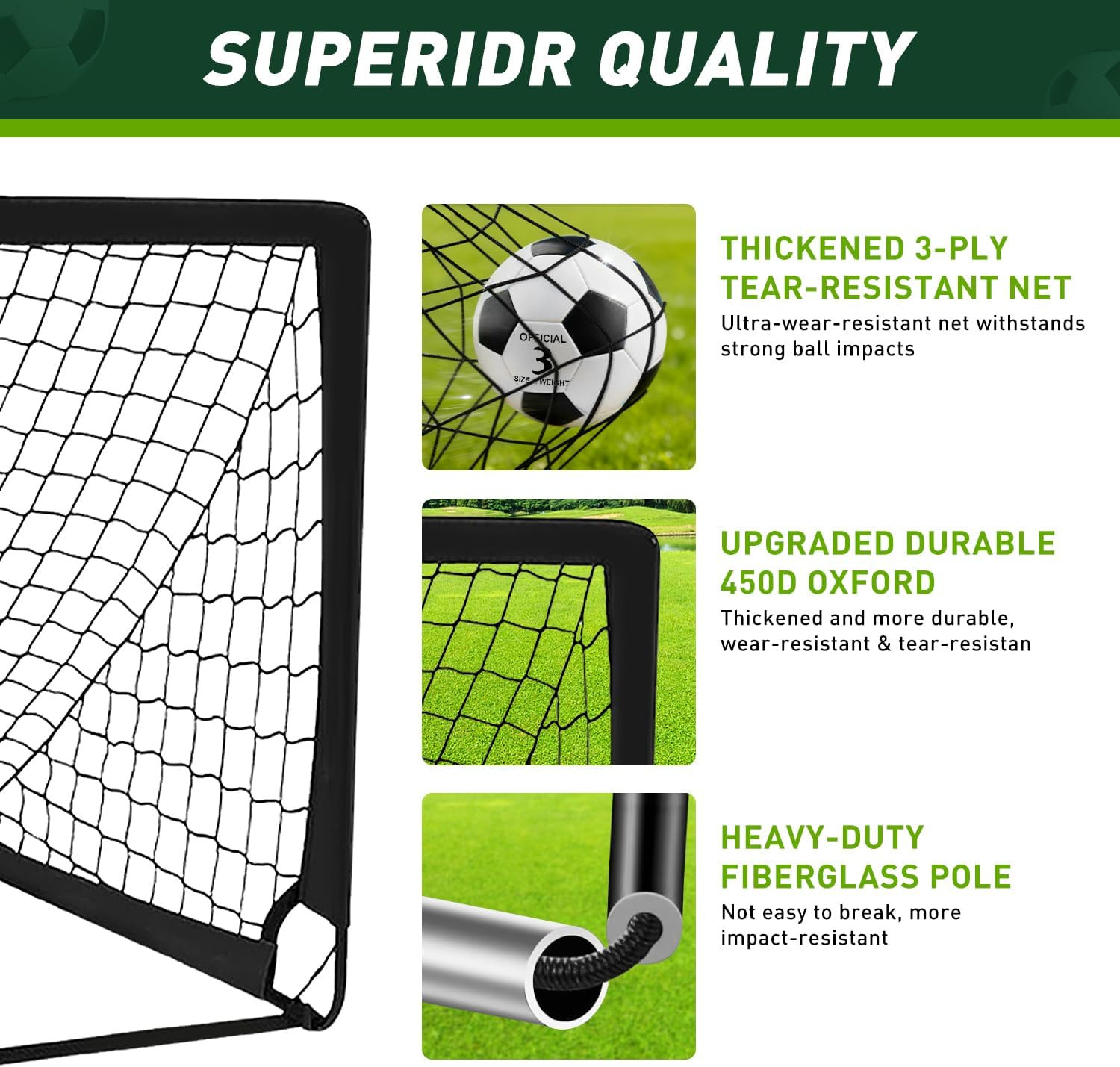 Soccer Goal, 4X3Ft Kids Soccer Goals Set for Backyard, Portable Pop-Up Soccer Ne