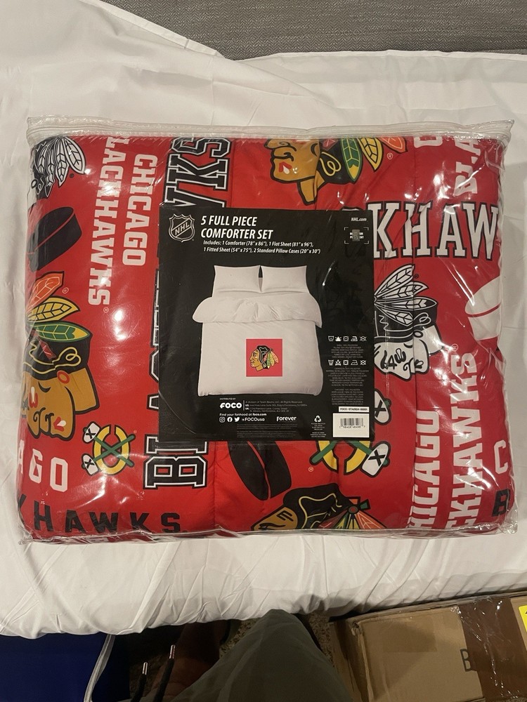 FOCO Chicago Blackhawks Full Size Comforter Set NHL Bedding