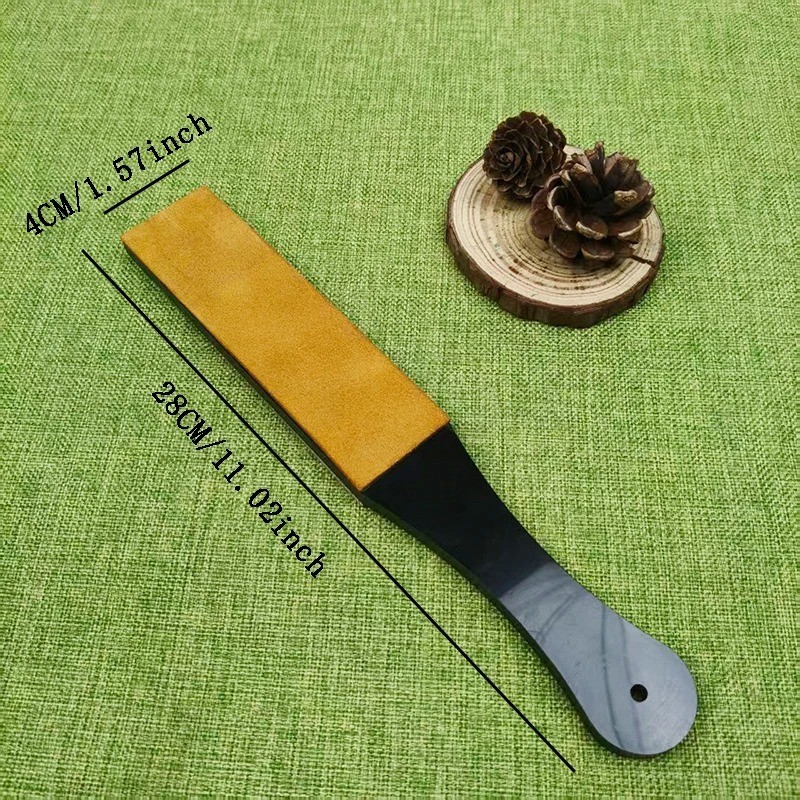 Double Sided Leather Strop Paddle Compound Knife Kit Sharpener Honing