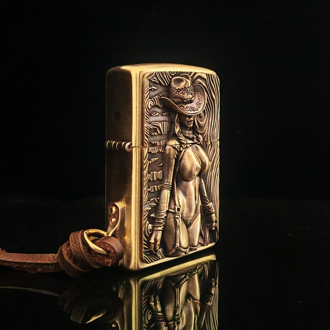 Full Body Artistic Girl Zippo Keychain Emblem Gift For Men