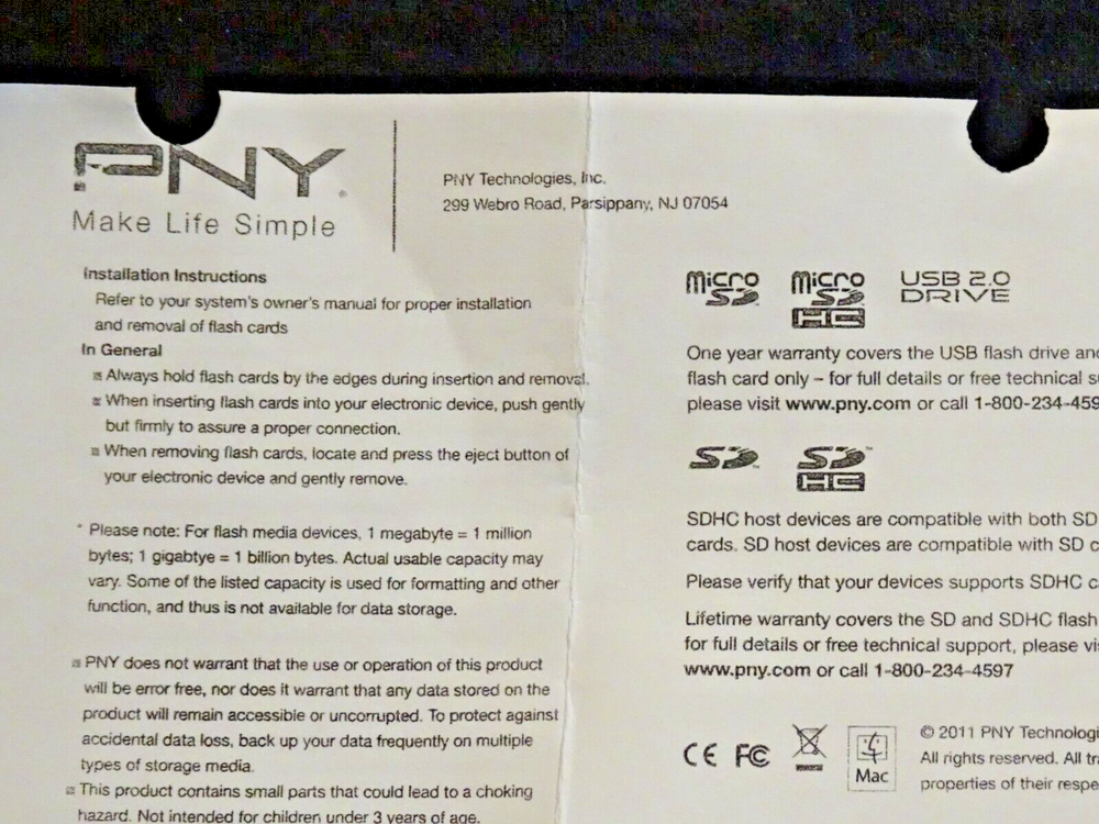 Genuine PNY Performance 4GB SDHC Memory Card