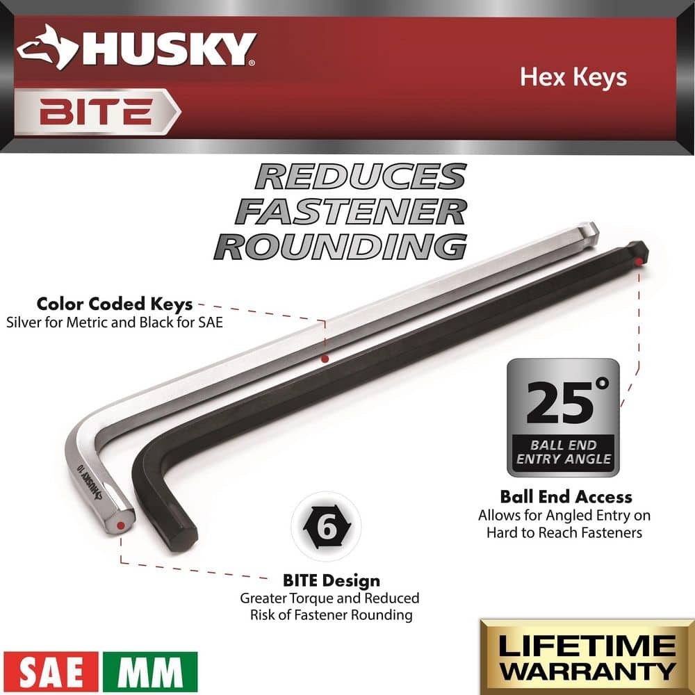 Husky BITE SAE/Metric Non-Slip Hex Key Set (18-Piece)