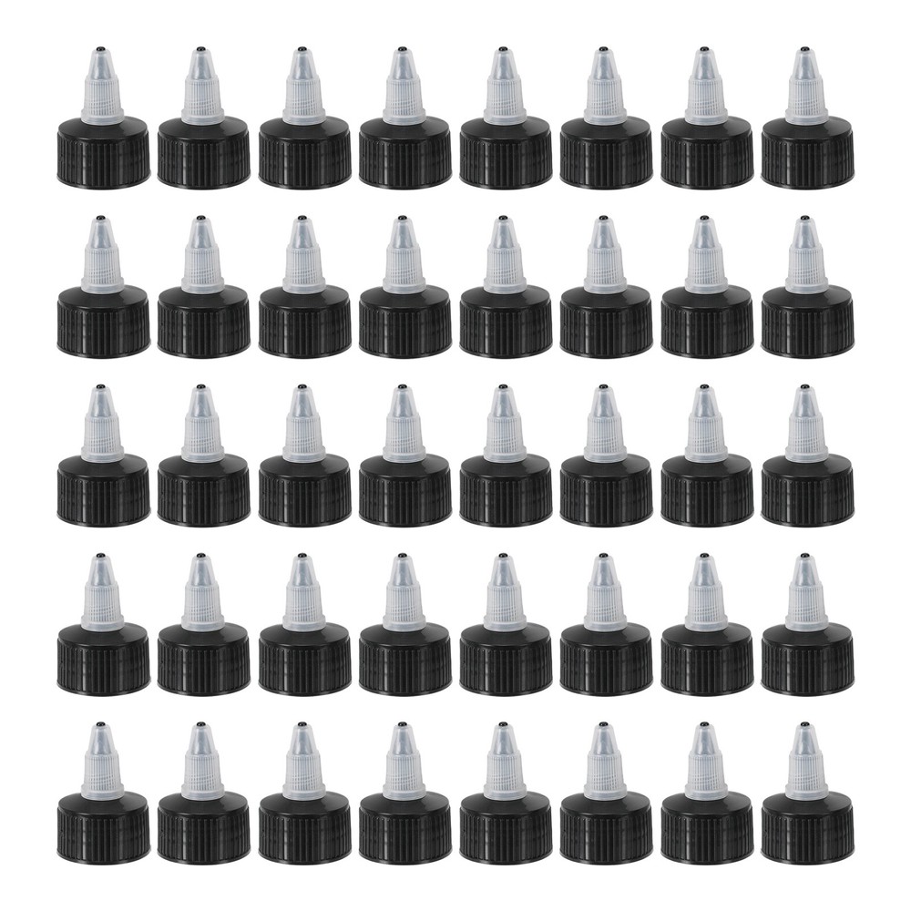 28/410 40pcs Black Ribbed Plastic Bottle Caps