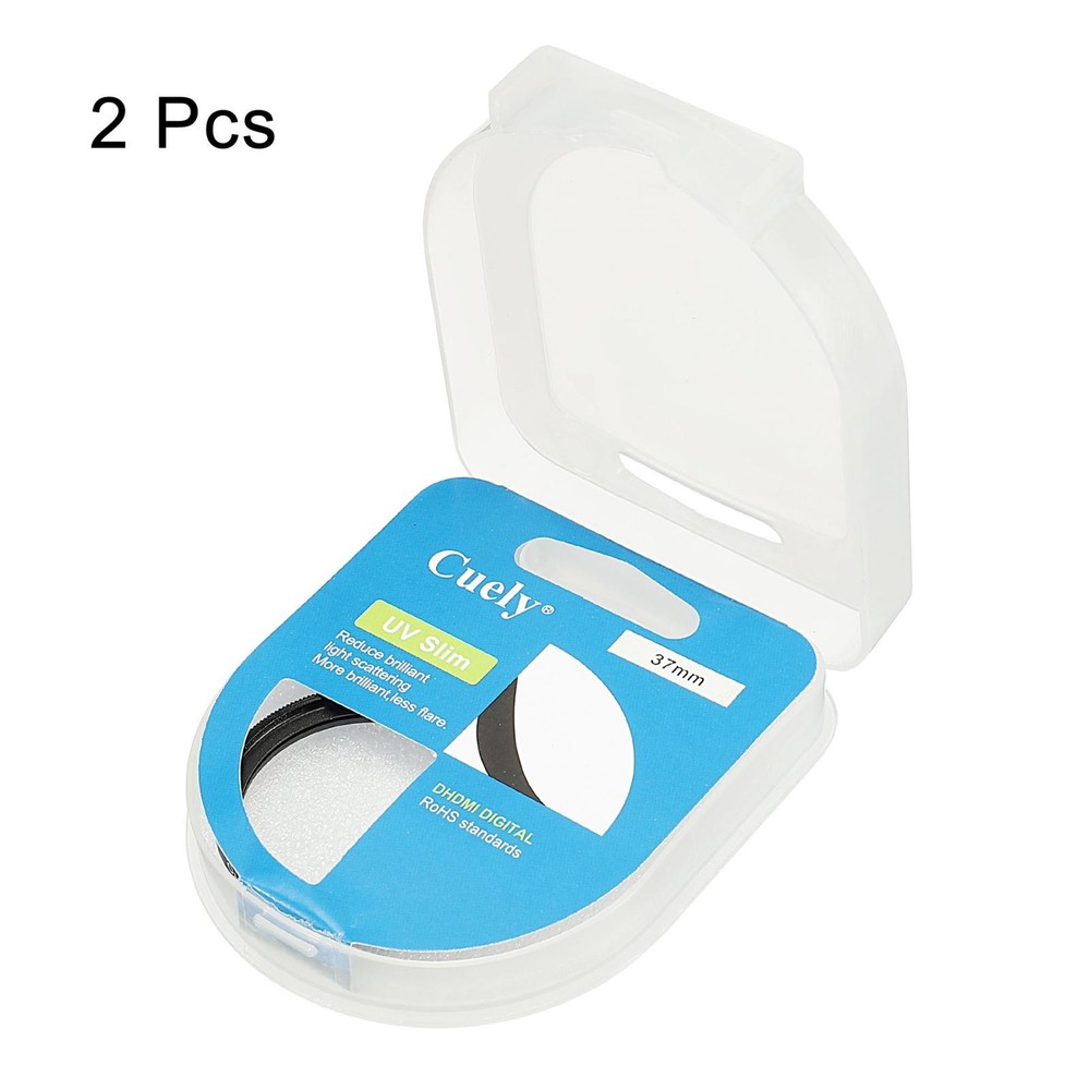 UV Lens Filters, 37mm Thin Protective Multilayer Frame, 2pcs