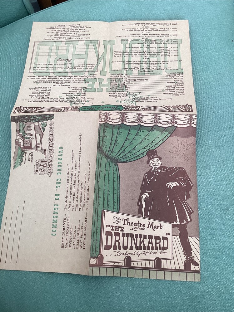 THEATRE MART HOLLYWOOD programme THE DRUNKARD
