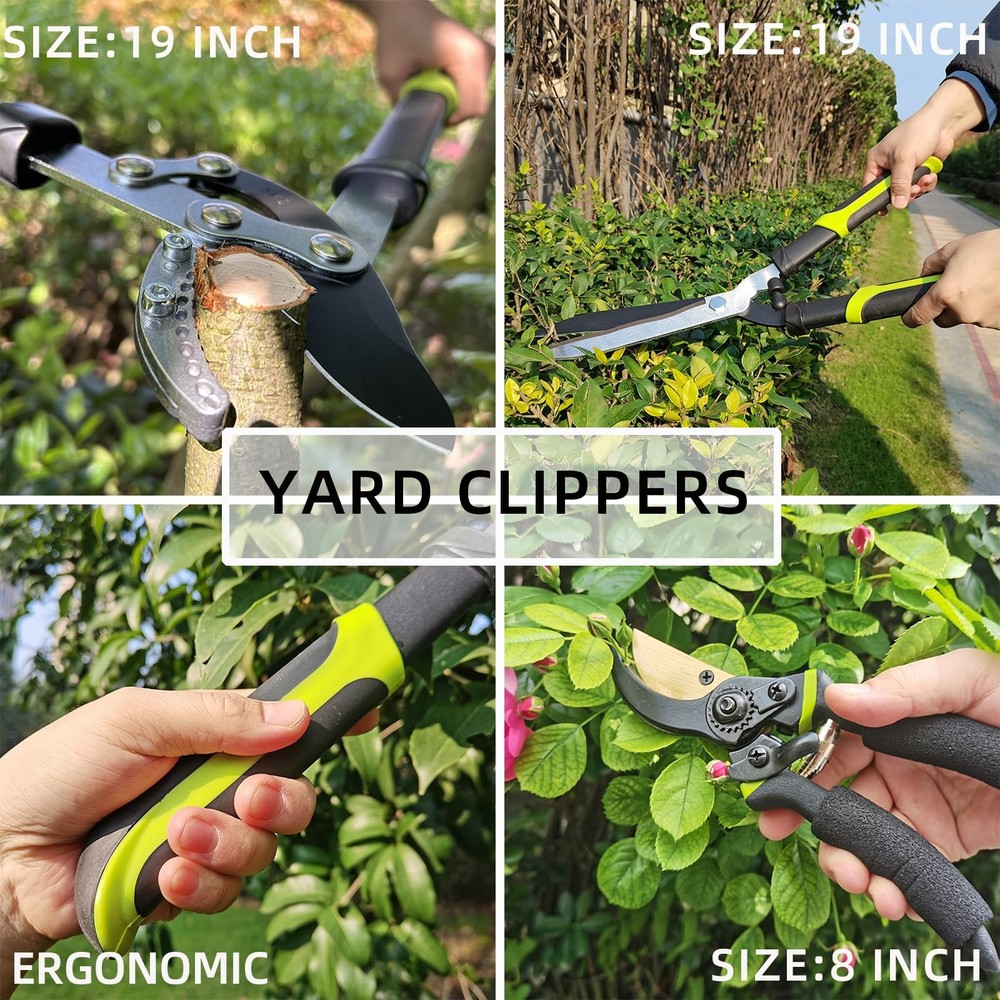 Loppers Hedge Clippers & Pruners Combo Set 3-Piece Hedge Shears, Sharp Tree T...