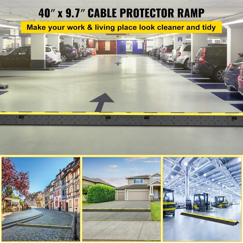 Robust 2-Channel 11000lb Load Cable Protector Rubber Ramp Bump