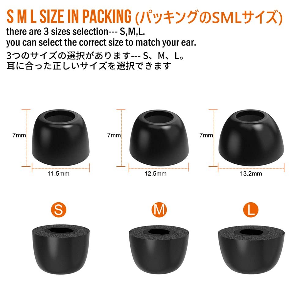 TENNMAK Memory Foam Eartips Case Replacement for OnePlus Buds small, black