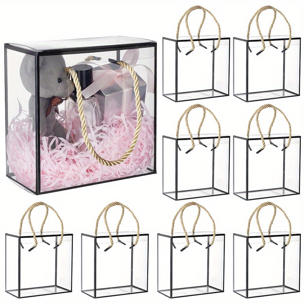10sets Transparent PVC Plastic Gift box with Polyester Cord Rectangle Black