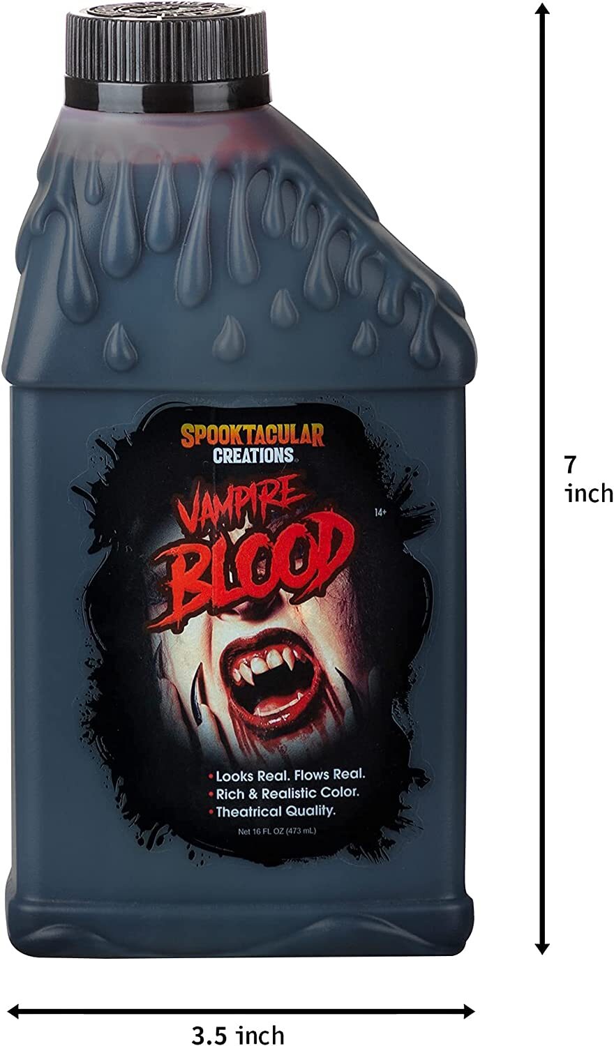 Pint of Fake Vampire Blood 16 Oz Liquid Bottle Halloween Costume Makeup