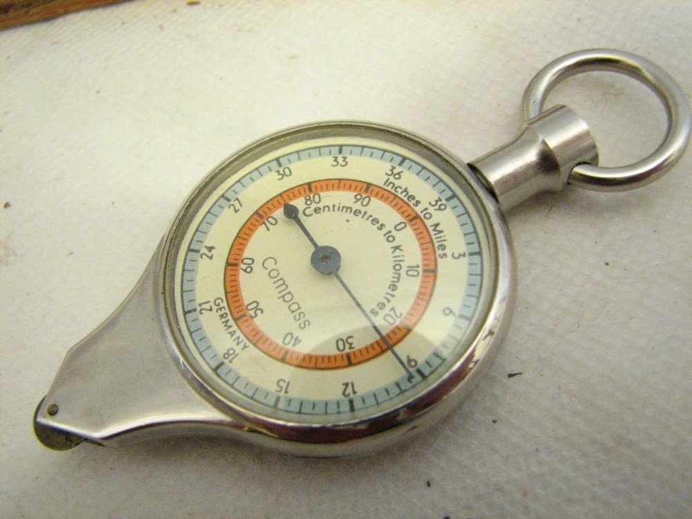 Vintage Map Opisometer Map Distance Compass Tool West Germany w/ Case Curvimeter
