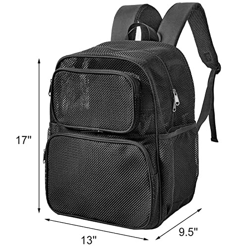 Large Mesh Backpack, Semi-transparent College Backpack, See Through Mesh Black