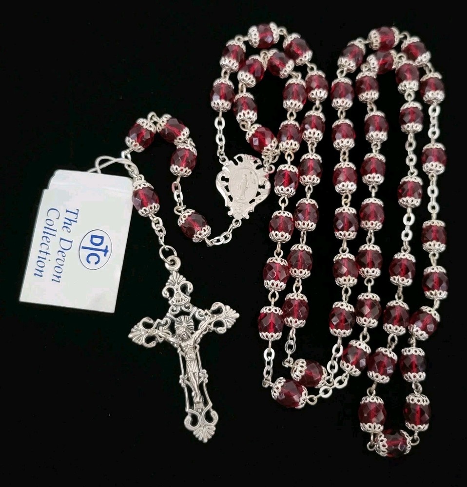 Vintage Rosary The Devon Collection Handcrafted Rosary 26" Italy