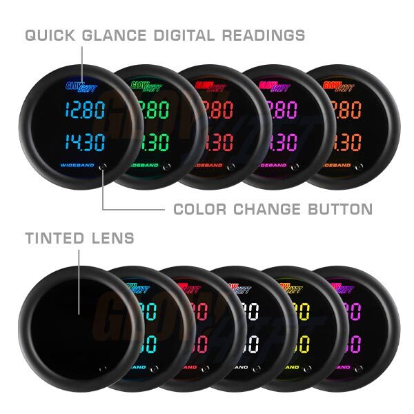 GlowShift 10 Color Digital Dual Wideband Air/Fuel Ratio Gauge