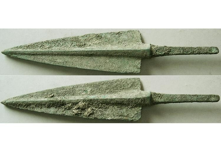 Authentic Ancient LURISTAN Bronze Spearhead Arrowhead 2000-1000 BC Green Patina