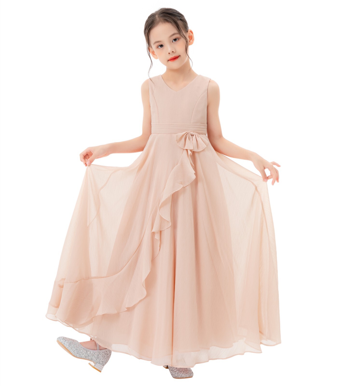Wedding Chiffon Flower Girl Dress Ruffled Chiffon Dress Formal Dress for Toddler