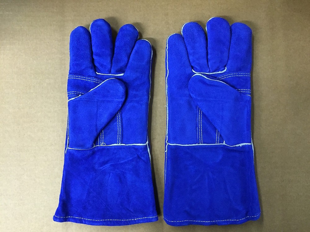 Premium Industrial Blue Leather Welding Gloves (LARGE)