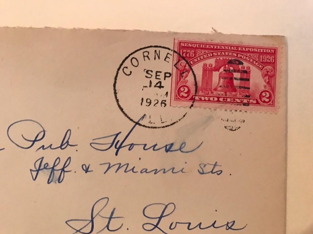 1926 Cover Postmarked Cornell Illinois