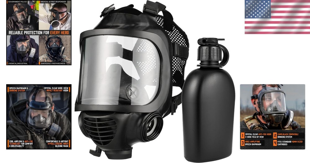 Full Face Gas Mask Respirator with Drinking System and CBRN Certification