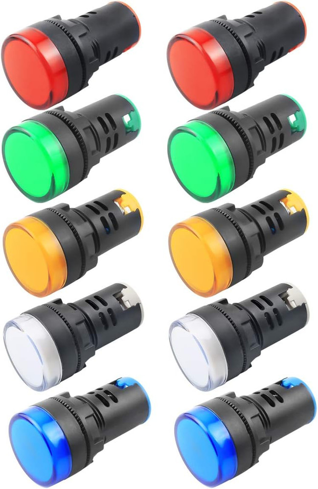 10Pcs 22mm Indicator Light 24V AC/DC Panel Mount for HVAC Control Projects