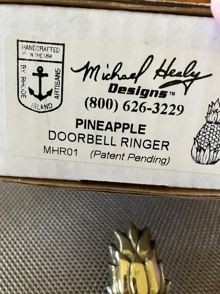 Solid Brass Handcrafted Doorbell Ringer Michael Healy Pineapple Open Box New