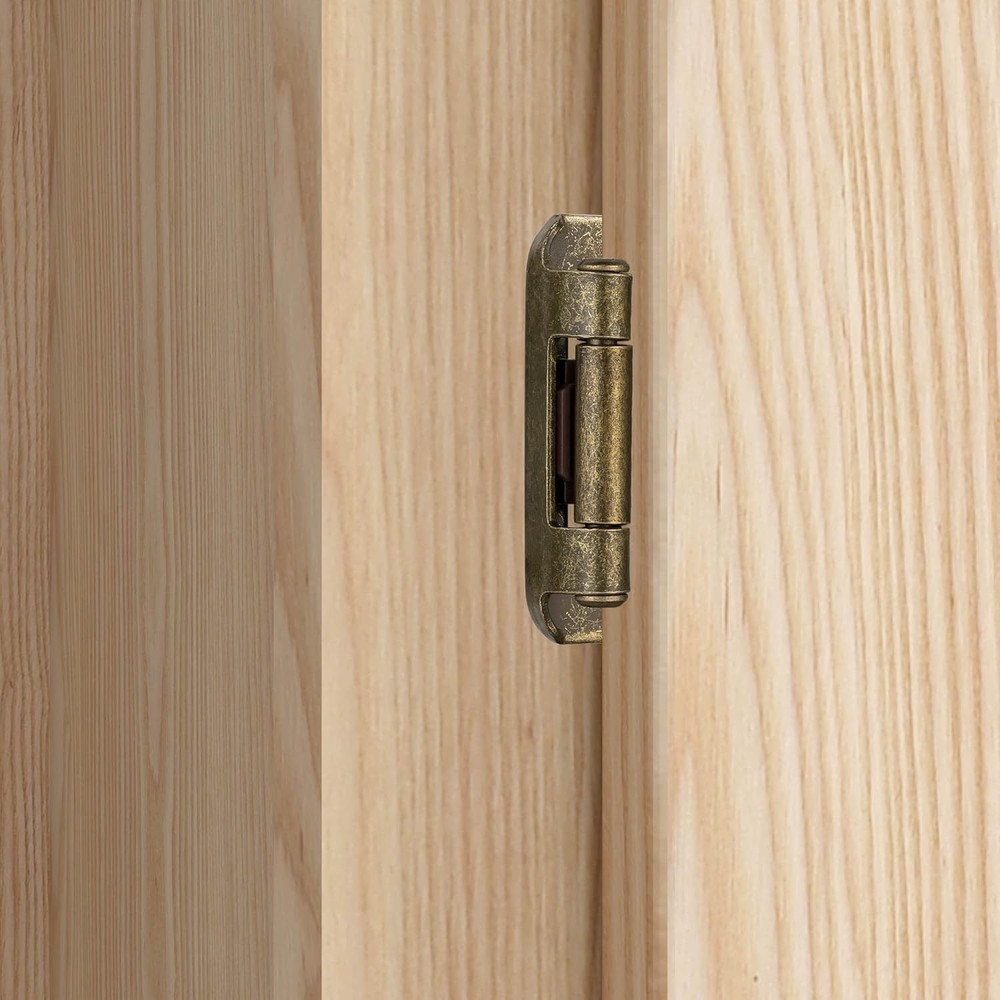 4 Pack (2 Pair) Antique Brass Cabinet Hinges for Kitchen