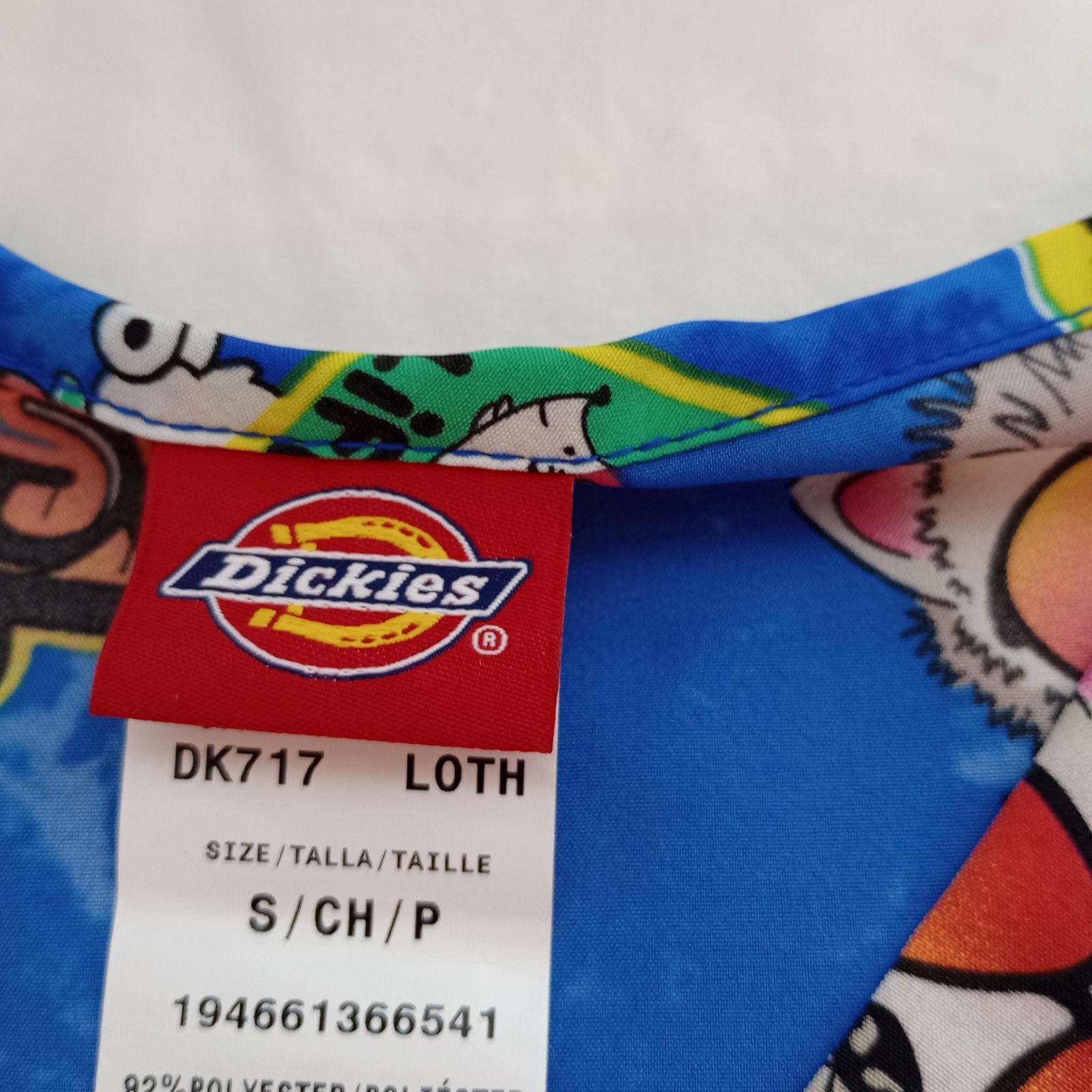 Dickies Scrub Top Blue Hedgehog Skater Skateboard Women's Size Small New NWTS