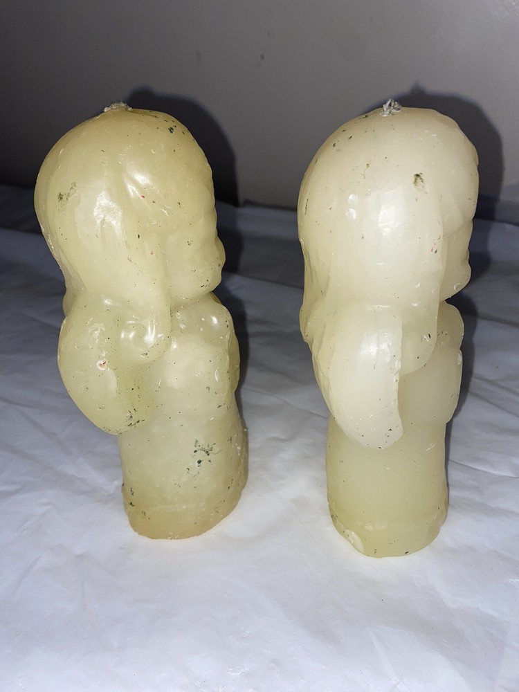 2 Angel white large candles