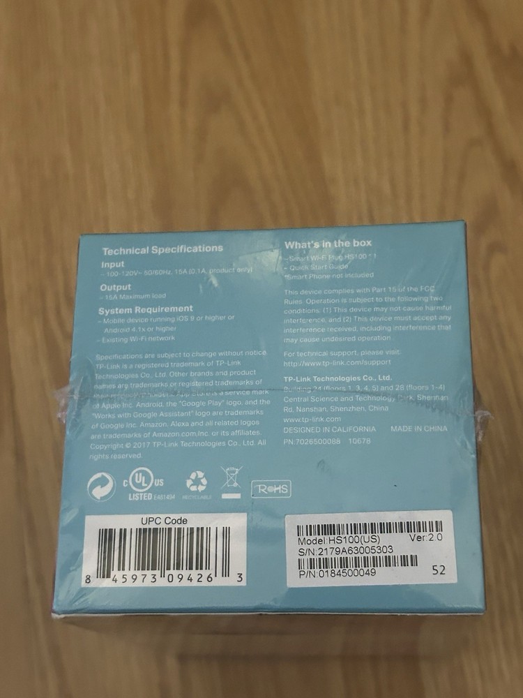 TP-Link - HS100 Smart WiFi Plug w/Google Assistant & Amazon Alexa Sealed