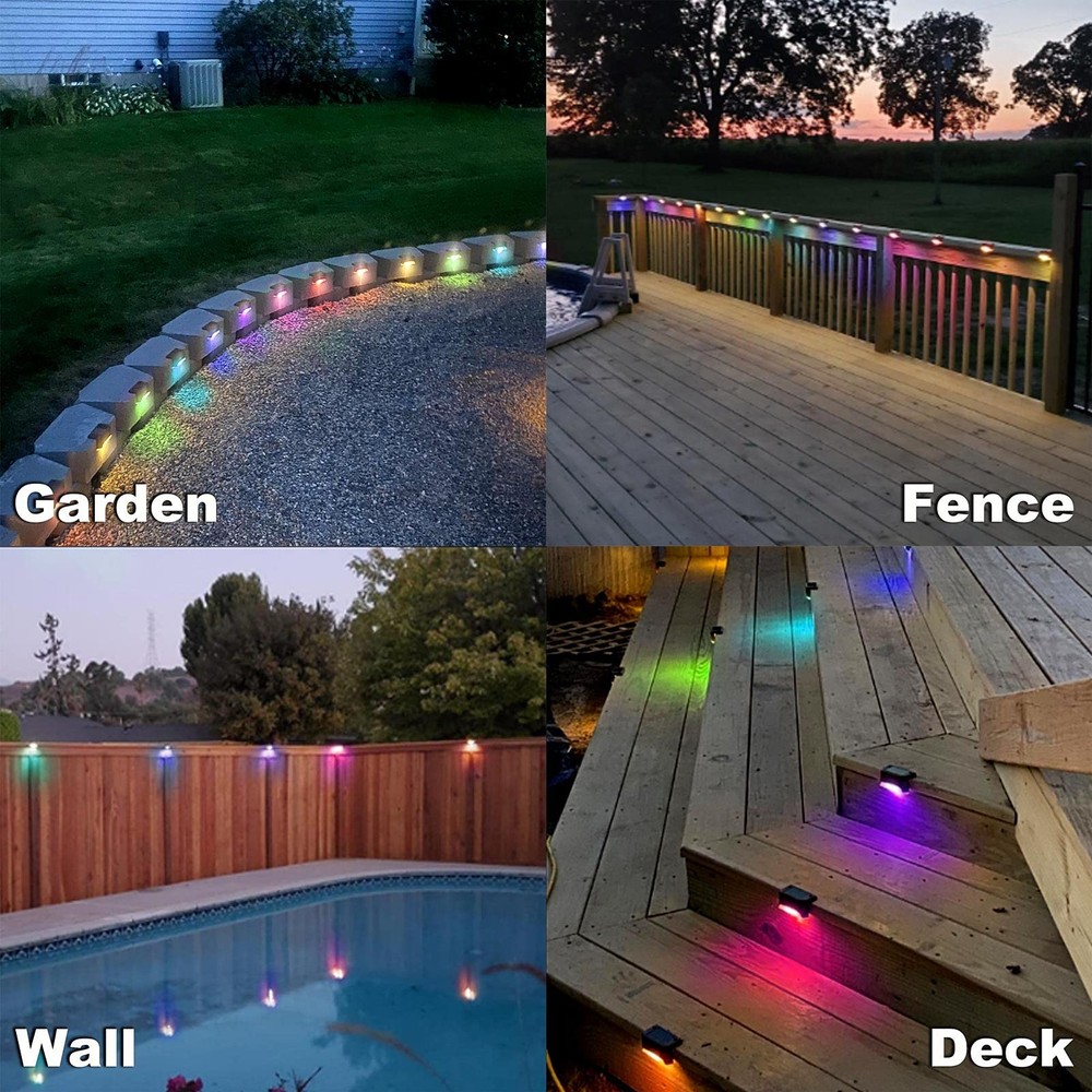 DenicMic Solar Deck Lights Outdoor 16 Pack Step 16 Pack, Multicolor